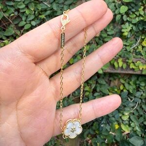 Gold and White Clover Necklace